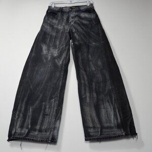 Handmade Reworked Uniqlo Wide Leg Jeans – Super Baggy Fit | Raw Hem